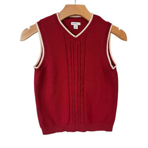 Greendog Boys Knit Sweater Vest Size 7 Red White Trim
